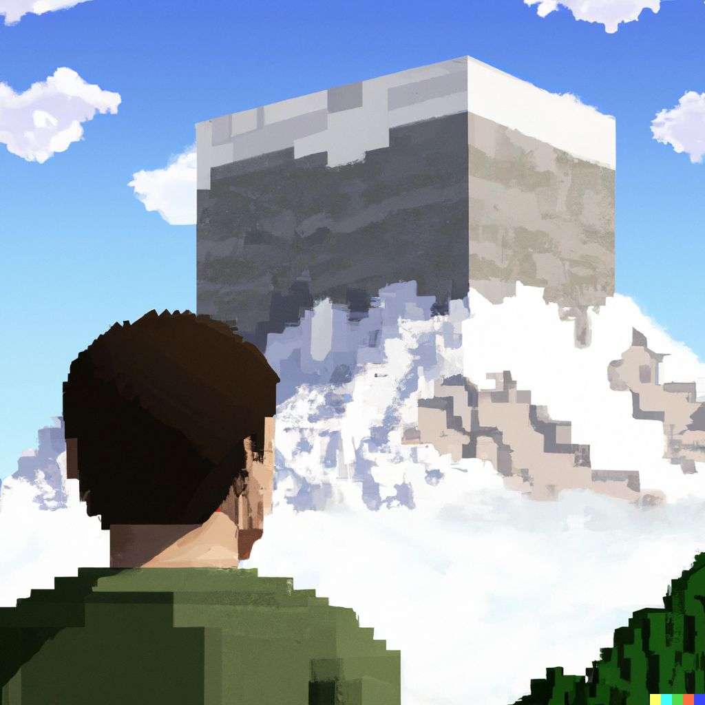 someone gazing at Mount Everest in Minecraft